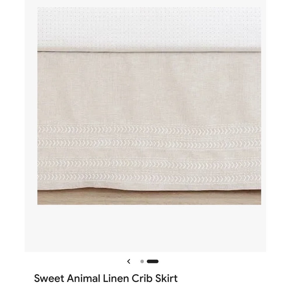 Pottery Barn Baby Belgian Linen Crib Skirt with White Embroidery Natural